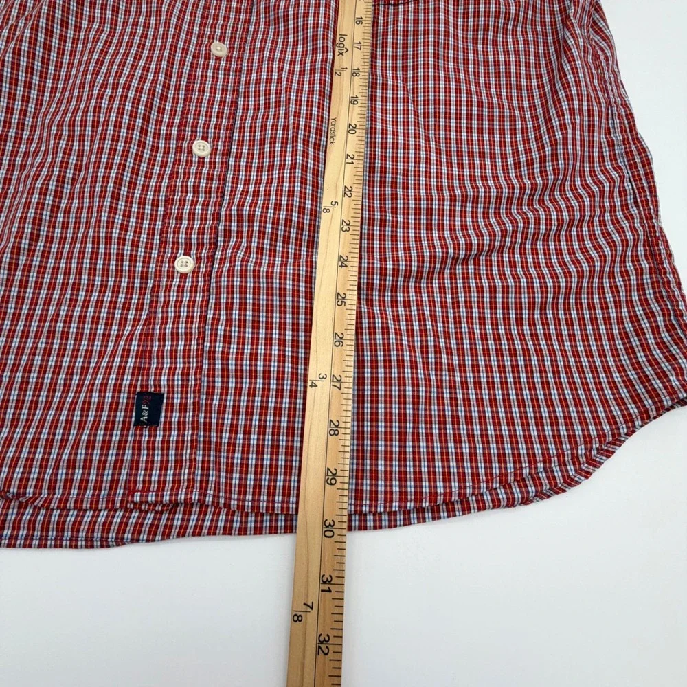 Abercrombie & Fitch Muscle Fit Plaid Short Sleeve Button Down Shirt Red XL